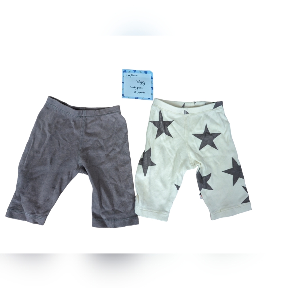 Babysoy Comfy Pants In Grey And White With Star Pattern 0-3 Months